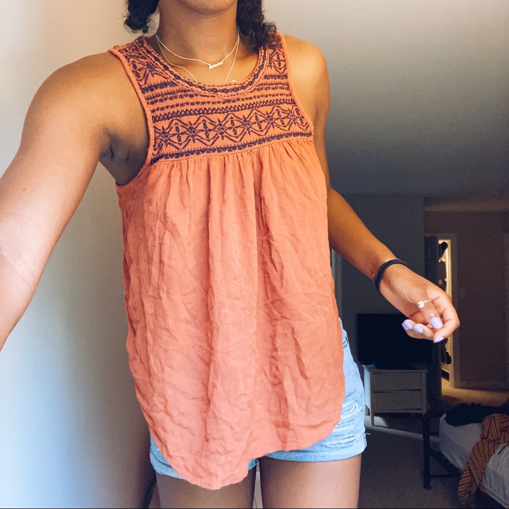 tribal orange tank